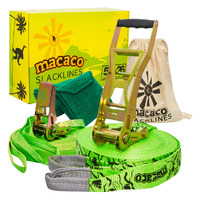 Macaco 26m 3T Slackline with Training Line Green Black